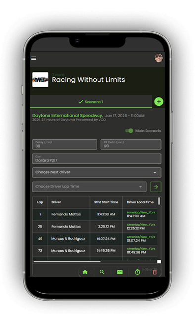 TheStintLink app running on a phone.